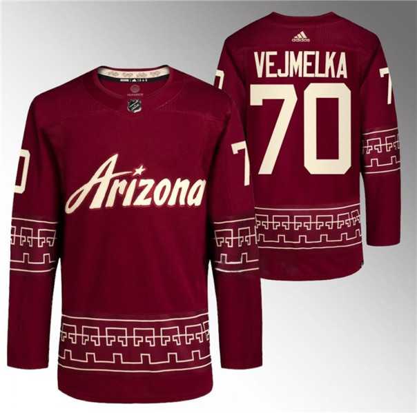 Men%27s Arizona Coyotes #70 Karel Vejmelka Garnet Alternate Pro Jersey Dzhi